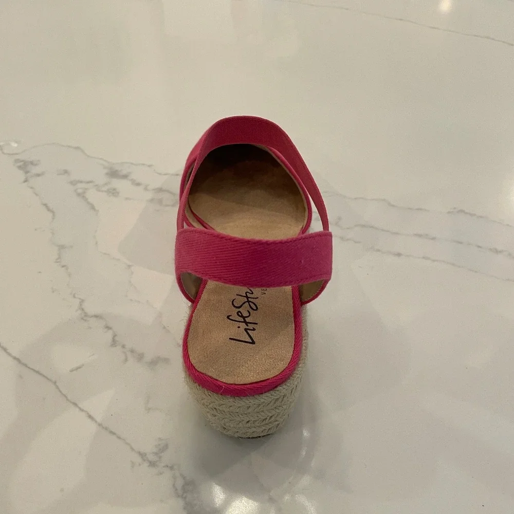 NIB LifeStride Pink Espadrille Wedge Sandals